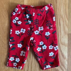 Newborn Carter's Red Floral Pants